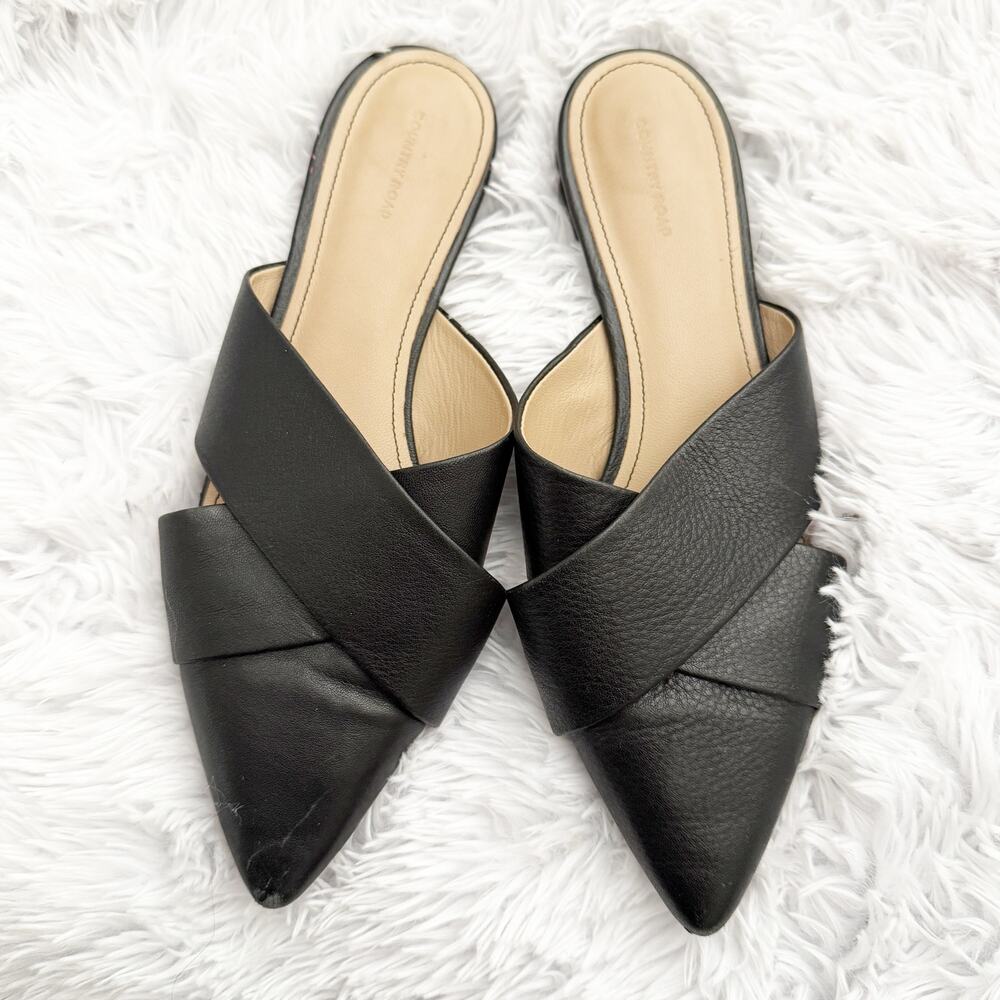 COUNTRY ROAD | Black Woven Criss-Cross Mules Pointed Flats‎ Shoes | Size 40, 9